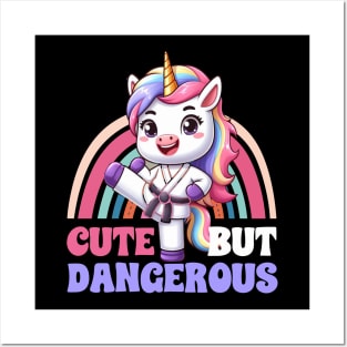 Cute But Dangerous Funny Karate Martial Arts Unicorn Girls Posters and Art